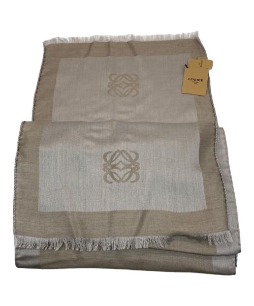 LOEWE（ロエベ）LOEWE (ロエベ) ウールシルク アナグラムストール ベージュ 未使用品の古着・服飾アイテム