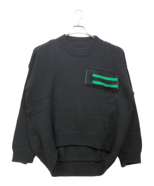 RAF SIMONS（ラフシモンズ）RAF SIMONS (ラフシモンズ) opening ceremony striped pocket uni swater ブラック サイズ:Ｓの古着・服飾アイテム