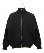 oldderby Knitwearオールドダービーニットウェア）の古着「リブ フルジップ ジャケット」｜ブラック
