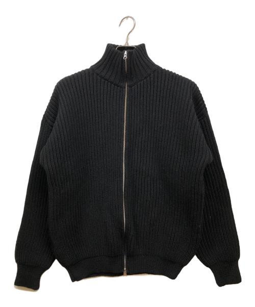 oldderby Knitwear（オールドダービーニットウェア）Oldderby Knitwear (オールドダービーニットウェア) リブ フルジップ ジャケット ブラック サイズ:FREEの古着・服飾アイテム