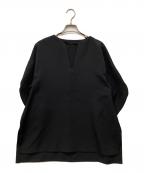 LANVIN en Bleuランバンオンブルー）の古着「ライトダブルクロススリットネックブラウス」｜ブラック
