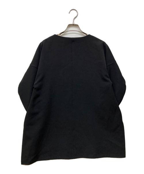 LANVIN en Bleu（ランバンオンブルー）LANVIN en Bleu (ランバンオンブルー) ライトダブルクロススリットネックブラウス ブラック サイズ:38の古着・服飾アイテム