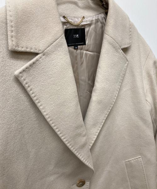 23区（ニジュウサンク）23区 (ニジュウサンク) ウールアンゴラビーバーチェスターコート ベージュ サイズ:38の古着・服飾アイテム