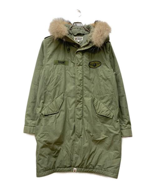 A BATHING APE（ア ベイシング エイプ）A BATHING APE (ア ベイシング エイプ) カモ切替モッズコート カーキ サイズ:SIZE XLの古着・服飾アイテム