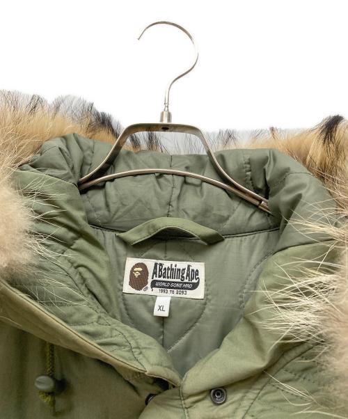 A BATHING APE（ア ベイシング エイプ）A BATHING APE (ア ベイシング エイプ) カモ切替モッズコート カーキ サイズ:SIZE XLの古着・服飾アイテム