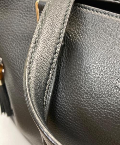 GUCCI（グッチ）GUCCI (グッチ) バンブーチャーム 2WAYトートバッグ ブラックの古着・服飾アイテム