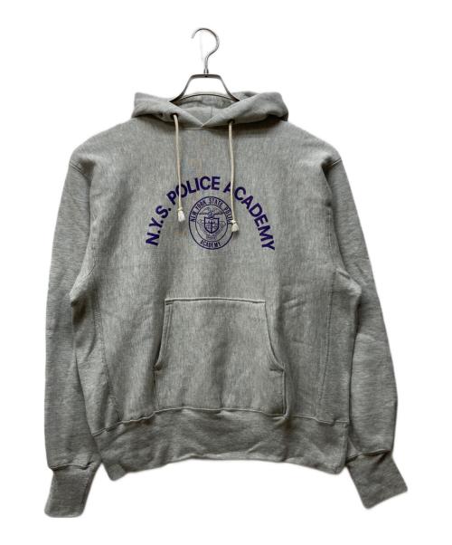 Champion（チャンピオン）Champion (チャンピオン) REVERSE WEAVE プリントフーディ グレー×パープル サイズ:Lの古着・服飾アイテム