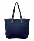 PAUL SMITHポールスミス）の古着「ツイルレザートリム トートバッグ」｜ネイビー