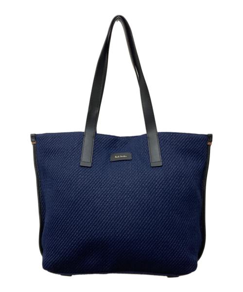 PAUL SMITH（ポールスミス）Paul Smith (ポールスミス) ツイルレザートリム トートバッグ ネイビーの古着・服飾アイテム