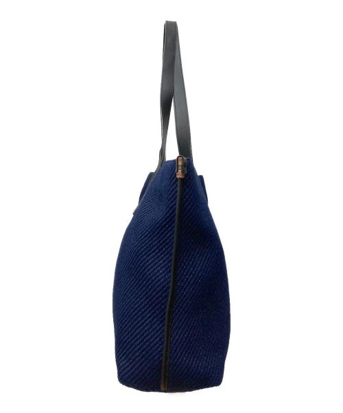 PAUL SMITH（ポールスミス）Paul Smith (ポールスミス) ツイルレザートリム トートバッグ ネイビーの古着・服飾アイテム