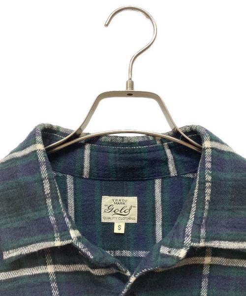 gold（ゴールド）gold (ゴールド) NEL CHECK BIG SHIRT ネイビー×グリーン サイズ:Sの古着・服飾アイテム