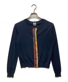 PAUL SMITH（ポールスミス）の古着「フロントストライプ シルクブレンドカーディガン」｜ネイビー