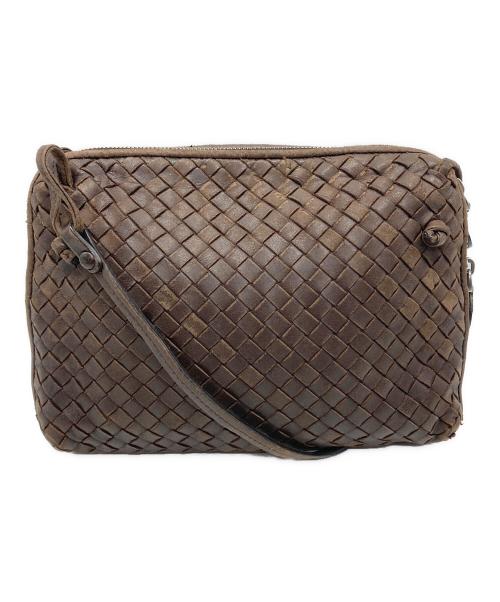 BOTTEGA VENETA（ボッテガベネタ）BOTTEGA VENETA (ボッテガベネタ) イントレチャート ショルダーバッグ ブラウンの古着・服飾アイテム