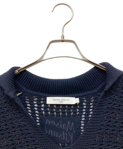 maison kitsune（メゾンキツネ）maison kitsune (メゾンキツネ) ニットポロシャツ ネイビー サイズ:Sの古着・服飾アイテム