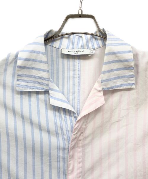 maison kitsune（メゾンキツネ）MAISON KITSUNE (メゾンキツネ) 半袖シャツ ピンク×ブルー サイズ:XSの古着・服飾アイテム