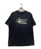 stussyステューシー）の古着「ラメロゴプリントtシャツ」｜ブラック