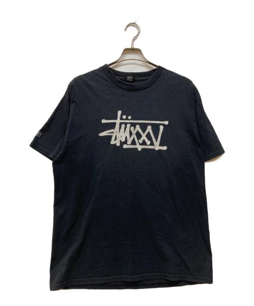 stussy（ステューシー）stussy (ステューシー) ラメロゴプリントtシャツ ブラック サイズ:Lの古着・服飾アイテム