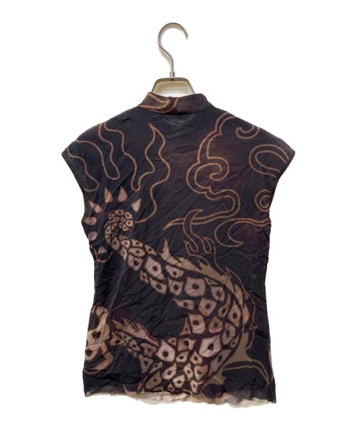 VIVIENNE TAM（ヴィヴィアンタム）VIVIENNE TAM (ヴィヴィアンタム) パワーネットドラゴン柄セットアップブラウス ブラウン サイズ:1の古着・服飾アイテム