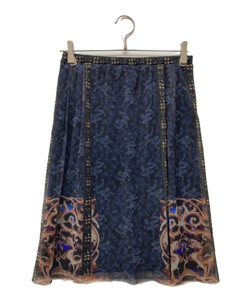 VIVIENNE TAM（ヴィヴィアンタム）VIVIENNE TAM (ヴィヴィアンタム) ドラゴン柄セットアップブラウス ネイビー サイズ:１の古着・服飾アイテム