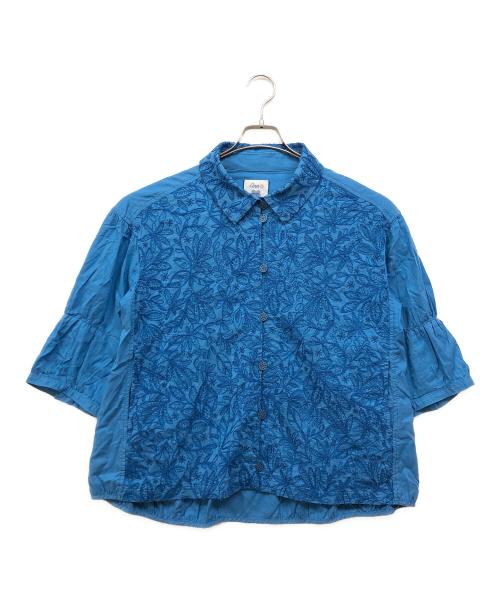 ann吉（アンキチ）ann吉 (アンキチ) 花刺繍シャツ ブルー サイズ:38の古着・服飾アイテム