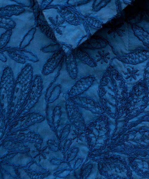 ann吉（アンキチ）ann吉 (アンキチ) 花刺繍シャツ ブルー サイズ:38の古着・服飾アイテム