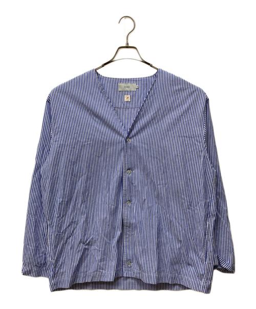 RINEN（リネン）RINEN (リネン) ILLIG (イリグ) 強撚平織 カーディガンシャツ ブルー サイズ:SIZE 3の古着・服飾アイテム