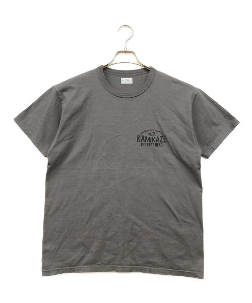 FLAT HEAD（フラット ヘッド）FLAT HEAD (フラット ヘッド) KAMIKAZE プリントTシャツ グレー サイズ:42の古着・服飾アイテム