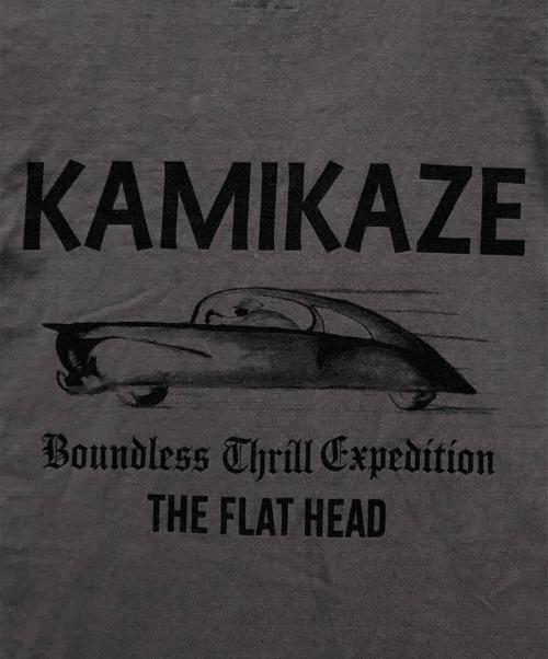 FLAT HEAD（フラット ヘッド）FLAT HEAD (フラット ヘッド) KAMIKAZE プリントTシャツ グレー サイズ:42の古着・服飾アイテム