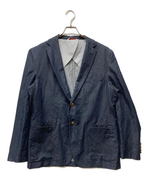 BROOKS BROTHERS Red Fleece（ブルックスブラザーズレッドフリース）BROOKS BROTHERS Red Fleece (ブルックスブラザーズレッドフリース) リネンブレンド 金ボタン デニムブレザー インディゴ サイズ:40Sの古着・服飾アイテム