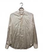 Yves Saint Laurentイヴサンローラン）の古着「シルク ストライプシャツ」｜ホワイト×ゴールド