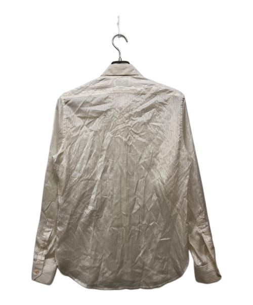 Yves Saint Laurent（イヴサンローラン）Yves Saint Laurent (イヴサンローラン) シルク ストライプシャツ ホワイト×ゴールド サイズ:36/14の古着・服飾アイテム