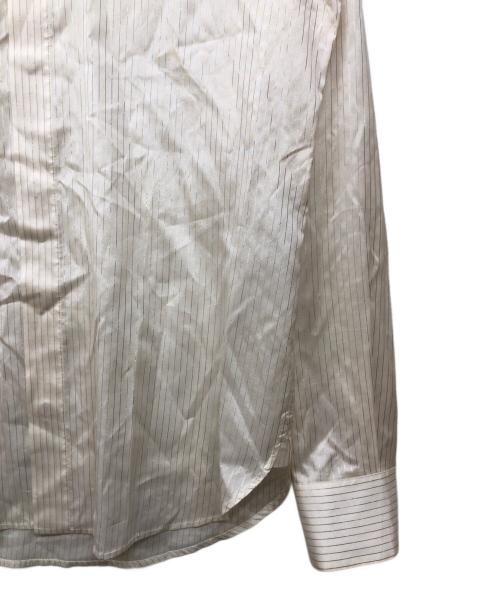 Yves Saint Laurent（イヴサンローラン）Yves Saint Laurent (イヴサンローラン) シルク ストライプシャツ ホワイト×ゴールド サイズ:36/14の古着・服飾アイテム