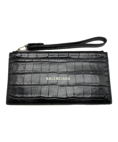 BALENCIAGA（バレンシアガ）BALENCIAGA (バレンシアガ) Cash Zipped Pouch Leather ブラックの古着・服飾アイテム