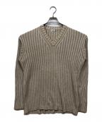C.P COMPANYシーピーカンパニー）の古着「オールドコットンリネンVネックニット」｜ベージュ