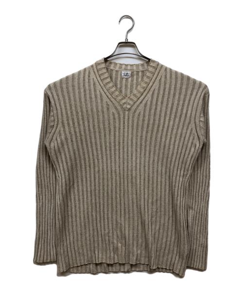 C.P COMPANY（シーピーカンパニー）C.P COMPANY (シーピーカンパニー) オールドコットンリネンVネックニット ベージュ サイズ:4の古着・服飾アイテム