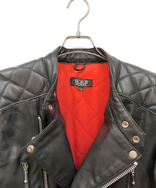 HORN WORKS（ホーンワークス）HORN WORKS (ホーンワークス) ダブルライダースジャケット ブラック サイズ:LLの古着・服飾アイテム