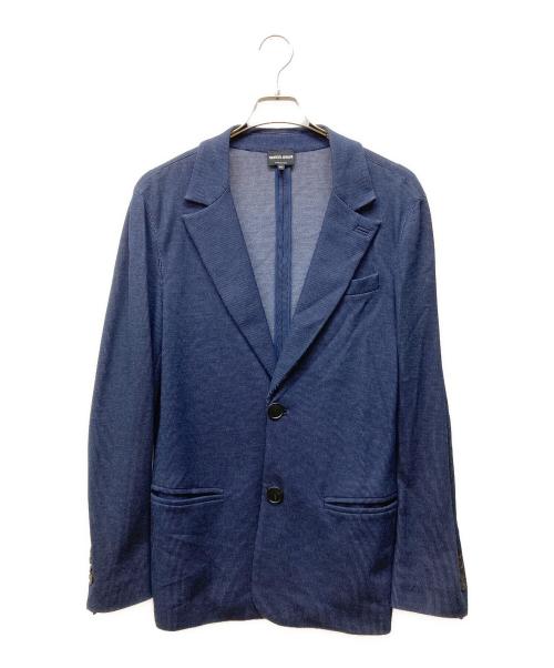 GIORGIO ARMANI（ジョルジョアルマーニ）GIORGIO ARMANI (ジョルジョアルマーニ) コットンニット テーラードジャケット ネイビー サイズ:SIZE 50の古着・服飾アイテム