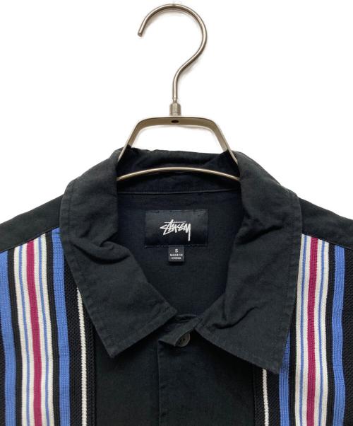 stussy（ステューシー）stussy (ステューシー) striped knit panel ブラック サイズ:Ｓの古着・服飾アイテム