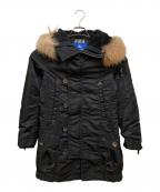 BURBERRY BLACK LABELバーバリーブラックレーベル）の古着「ラクーンファー フーデッドジャケット」｜ブラック