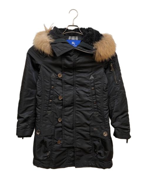 BURBERRY BLACK LABEL（バーバリーブラックレーベル）BURBERRY BLACK LABEL (バーバリーブラックレーベル) ラクーンファー フーデッドジャケット ブラック サイズ:38の古着・服飾アイテム