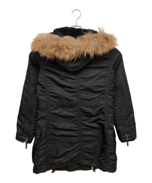 BURBERRY BLACK LABEL（バーバリーブラックレーベル）BURBERRY BLACK LABEL (バーバリーブラックレーベル) ラクーンファー フーデッドジャケット ブラック サイズ:38の古着・服飾アイテム