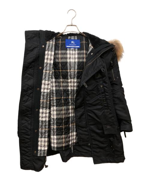 BURBERRY BLACK LABEL（バーバリーブラックレーベル）BURBERRY BLACK LABEL (バーバリーブラックレーベル) ラクーンファー フーデッドジャケット ブラック サイズ:38の古着・服飾アイテム