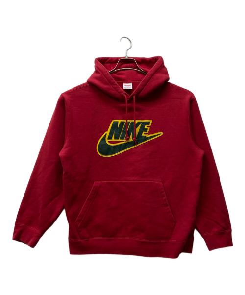 SUPREME（シュプリーム）SUPREME (シュプリーム) NIKE (ナイキ) 19FW Leather Applique Hooded Sweatshirt レッド サイズ:Lの古着・服飾アイテム