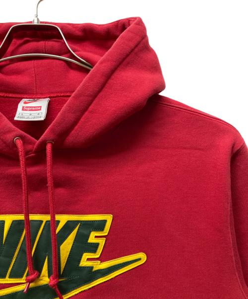 SUPREME（シュプリーム）SUPREME (シュプリーム) NIKE (ナイキ) 19FW Leather Applique Hooded Sweatshirt レッド サイズ:Lの古着・服飾アイテム