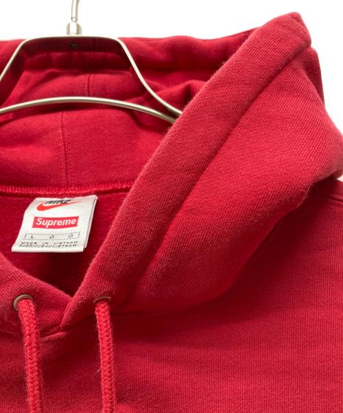 SUPREME（シュプリーム）SUPREME (シュプリーム) NIKE (ナイキ) 19FW Leather Applique Hooded Sweatshirt レッド サイズ:Lの古着・服飾アイテム
