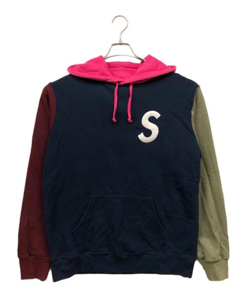 SUPREME（シュプリーム）Supreme (シュプリーム) 19SS S Logo Colorblocked Hooded Sweatshirt ネイビー サイズ:Ⅼの古着・服飾アイテム