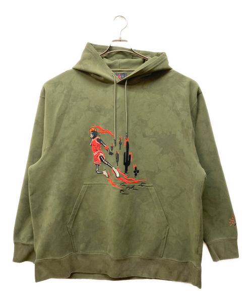 JORDAN（ジョーダン）JORDAN (ジョーダン) Travis Scott (トラヴィススコット) WASHED SUEDE HOODED SWEATSHIRT オリーブ サイズ:SIZE XXLの古着・服飾アイテム