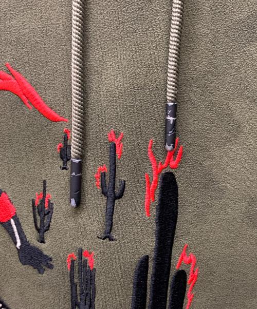 JORDAN（ジョーダン）JORDAN (ジョーダン) Travis Scott (トラヴィススコット) WASHED SUEDE HOODED SWEATSHIRT オリーブ サイズ:SIZE XXLの古着・服飾アイテム