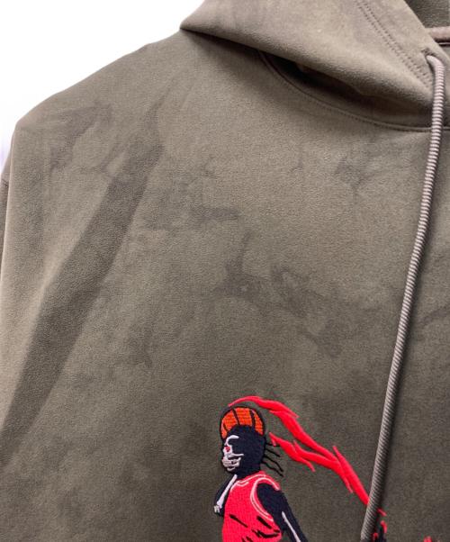 JORDAN（ジョーダン）JORDAN (ジョーダン) Travis Scott (トラヴィススコット) WASHED SUEDE HOODED SWEATSHIRT オリーブ サイズ:SIZE XXLの古着・服飾アイテム