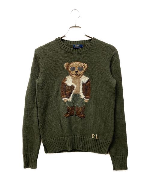POLO RALPH LAUREN（ポロ・ラルフローレン）POLO RALPH LAUREN (ポロ・ラルフローレン) ポロベアニット オリーブ サイズ:Sの古着・服飾アイテム